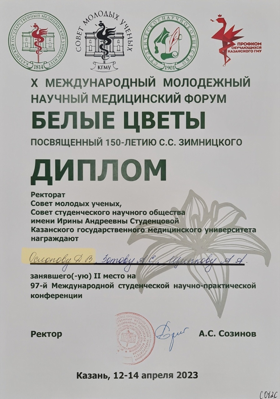 диплом белые цветы. II место